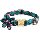 Coleira Colar de Identificação Personalizável com Laço Flor