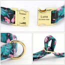 Coleira Colar de Identificação Personalizável com Laço Flor