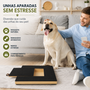 Arranhador de Madeira para Cães com Caixa de Petiscos Integrada, Almofada para Aparar Unhas, Design Retrátil e Superfície de Lixa Brinquedo para Arranhar