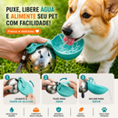 Garrafa Portátil para Água e Ração 2 em 1 para Cães e Gatos Bebedouro em Aço Inoxidável com Alça para Passeios e Viagens 285ml