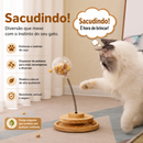 Brinquedo Interativo para Gatos CatSpring Torre de Enriquecimento com Mola, Dispenser de Petiscos e Base Giratória em Madeira