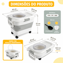 Porta Ração Dobrável Hermético com Rodinhas e Pá Dosadora para Cães e Gatos 15/45 KG