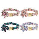Coleira Colar de Identificação Personalizável com Laço Flor