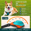Peitoral Híbrido Retrátil Antipuxão para Cães com Guia Integrada e Trava de Segurança