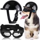Capacete e Óculos Pet Motociclista Acessório de Segurança para Cachorros em Motos