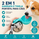 Garrafa Portátil para Água e Ração 2 em 1 para Cães e Gatos Bebedouro em Aço Inoxidável com Alça para Passeios e Viagens 285ml