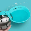 Garrafa Portátil para Água e Ração 2 em 1 para Cães e Gatos Bebedouro em Aço Inoxidável com Alça para Passeios e Viagens 285ml