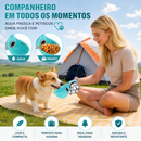 Garrafa Portátil para Água e Ração 2 em 1 para Cães e Gatos Bebedouro em Aço Inoxidável com Alça para Passeios e Viagens 285ml