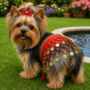 Saia Dança do Ventre Luxo para Pets com Lantejoulas e Moedas Decorativas Ajustável