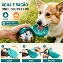 Garrafa Portátil para Água e Ração 2 em 1 para Cães e Gatos Bebedouro em Aço Inoxidável com Alça para Passeios e Viagens 285ml