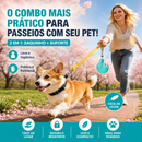 Garrafa Portátil para Água e Ração 2 em 1 para Cães e Gatos Bebedouro em Aço Inoxidável com Alça para Passeios e Viagens 285ml
