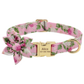 Coleira Colar de Identificação Personalizável com Laço Flor