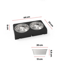 Comedouro Bebedouro Duplo Pet Elevado Ajustável Ergonômico com Tigela Aço Inox