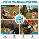Garrafa Portátil para Água e Ração 2 em 1 para Cães e Gatos Bebedouro em Aço Inoxidável com Alça para Passeios e Viagens 285ml