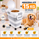 Porta Ração Dobrável Hermético com Rodinhas e Pá Dosadora para Cães e Gatos 15/45 KG