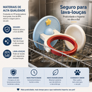 Comedouro Elevado 2 em 1 para Gatos e Cães Pequenos | Tigela Ergonômica de Parede ou de Mesa com Pote em Aço Inoxidável