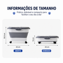 Pote Dobrável Hermético para Ração Pet com Rodinhas e Tampa Transparente