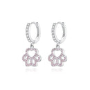 Brinco Amores de Pet, em Prata 925 com Zircônia Rosa