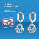 Brinco Amores de Pet, em Prata 925 com Zircônia Rosa