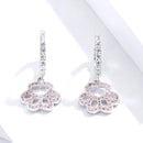 Brinco Amores de Pet, em Prata 925 com Zircônia Rosa
