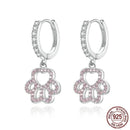 Brinco Amores de Pet, em Prata 925 com Zircônia Rosa