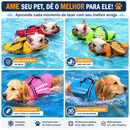 Colete Salva-Vidas para Cachorro com Flutuador de Pescoço, Alça de Resgate e Faixas Refletivas Segurança para Natação, Praia, Piscina e Passeios de Barco