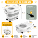 Porta Ração Dobrável Hermético com Rodinhas e Pá Dosadora para Cães e Gatos 15/45 KG