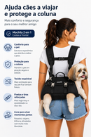 Mochila Canguru Ergonômica para Cães e Gatos Transporte Frontal com Suporte e Alças Ajustáveis