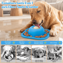 Comedouro Interativo Slow Feed com Bola Rolante e Tapete de Lamber para Cães e Gatos