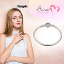 Pulseira para charms CORAÇÃO AMOR de PET, Prata 925 Original