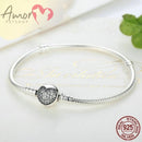 Pulseira para charms CORAÇÃO AMOR de PET, Prata 925 Original