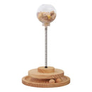 Brinquedo Interativo para Gatos CatSpring Torre de Enriquecimento com Mola, Dispenser de Petiscos e Base Giratória em Madeira